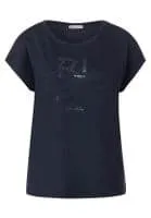 321035- Navy Stone Detail T-Shirt - Street One