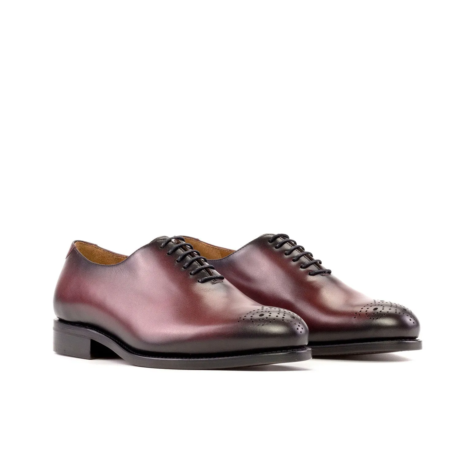 Ambrogio Bespoke Men's Shoes Burgundy Calf-Skin Leather Whole-cut Oxfords (AMB2278)