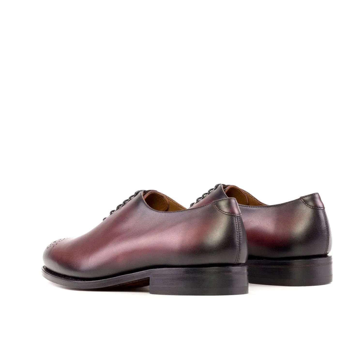 Ambrogio Bespoke Men's Shoes Burgundy Calf-Skin Leather Whole-cut Oxfords (AMB2278)