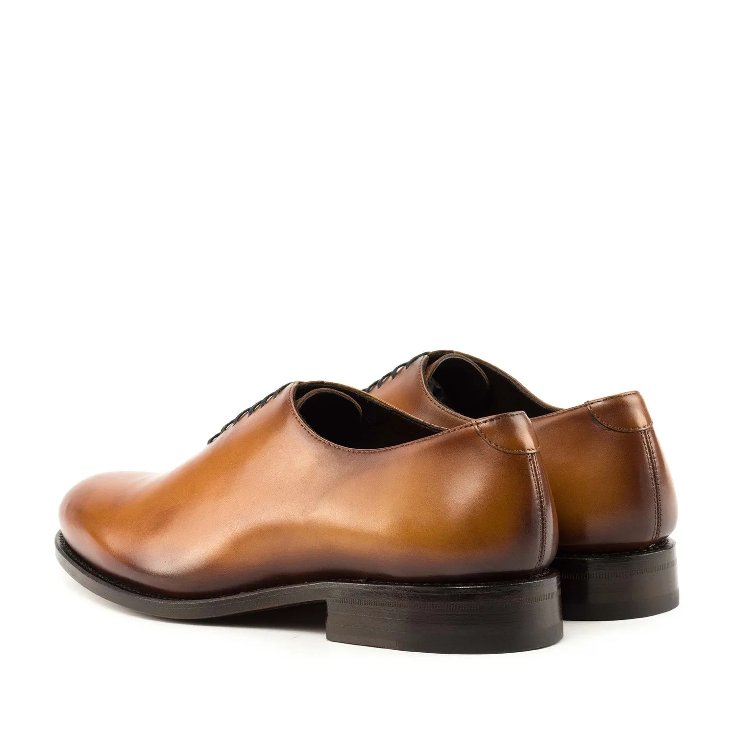 Ambrogio Bespoke Men's Shoes Cognac Calf-Skin Leather Whole Cut Oxfords (AMB2256)