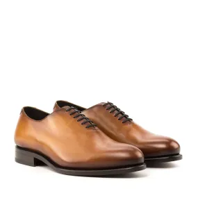 Ambrogio Bespoke Men's Shoes Cognac Calf-Skin Leather Whole Cut Oxfords (AMB2256)