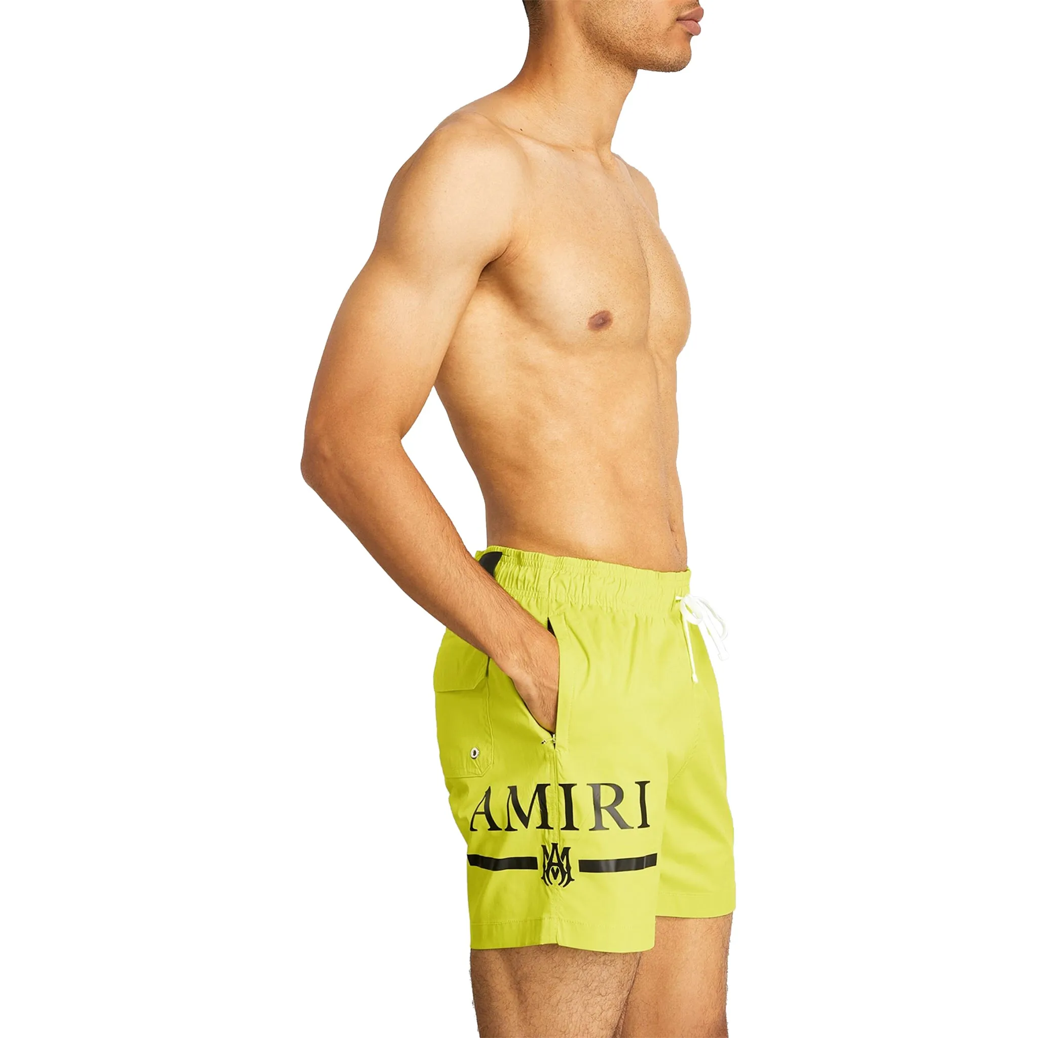 Amiri Ma Bar Logo Swim Shorts Lime