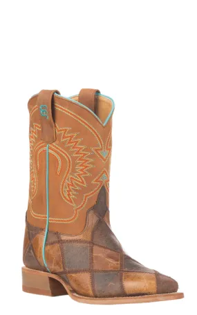 Anderson Bean Youth Macie Bean Brown & Tan Patchwork Square Toe Cowboy Boots