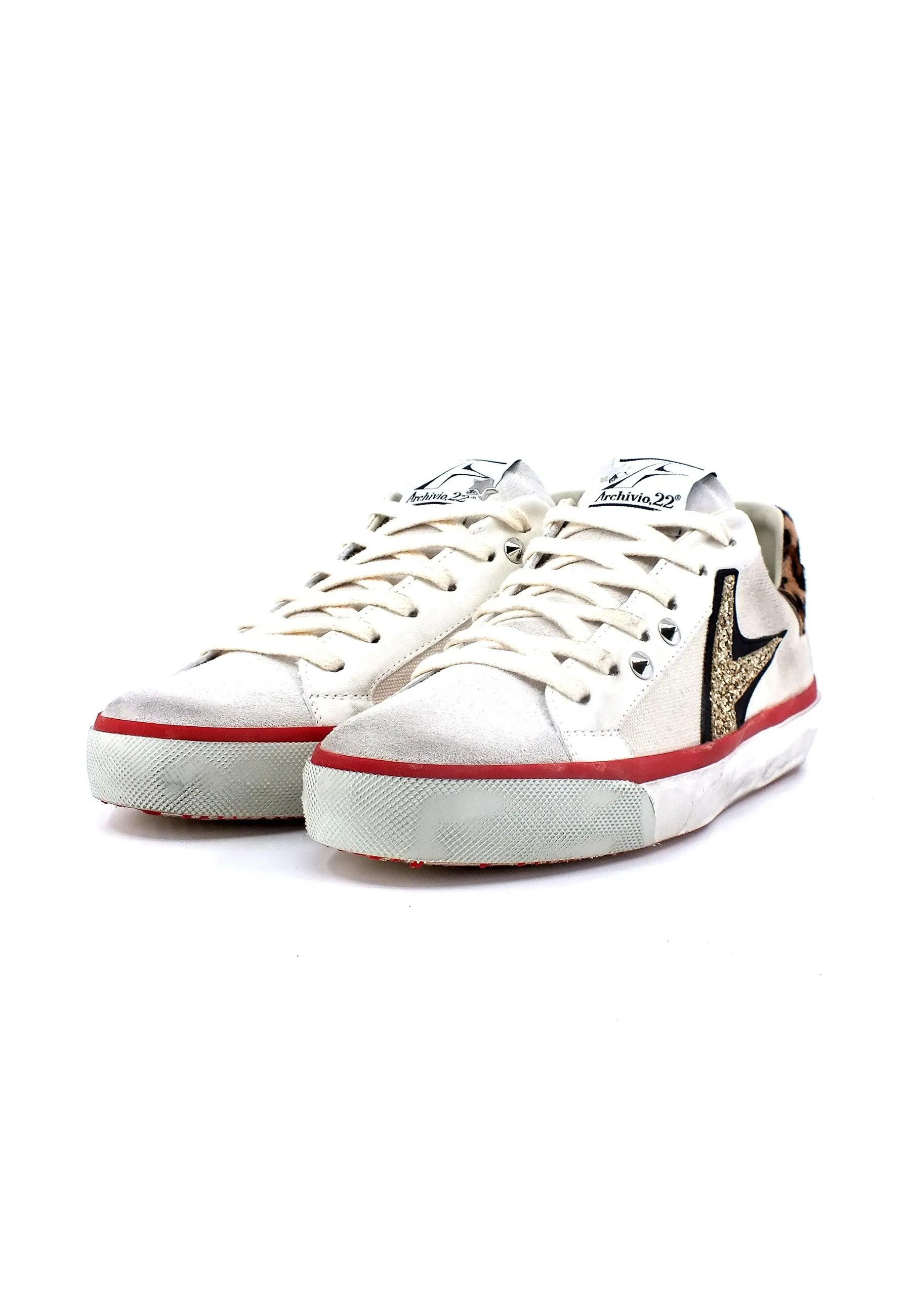 ARCHIVIO 22 Sneaker Donna White Leopard STUD789