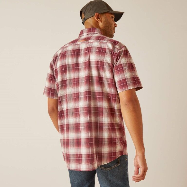 Ariat Men's Rebar Made Tough DuraStretch Work Shirt in Roan Rouge Plaid