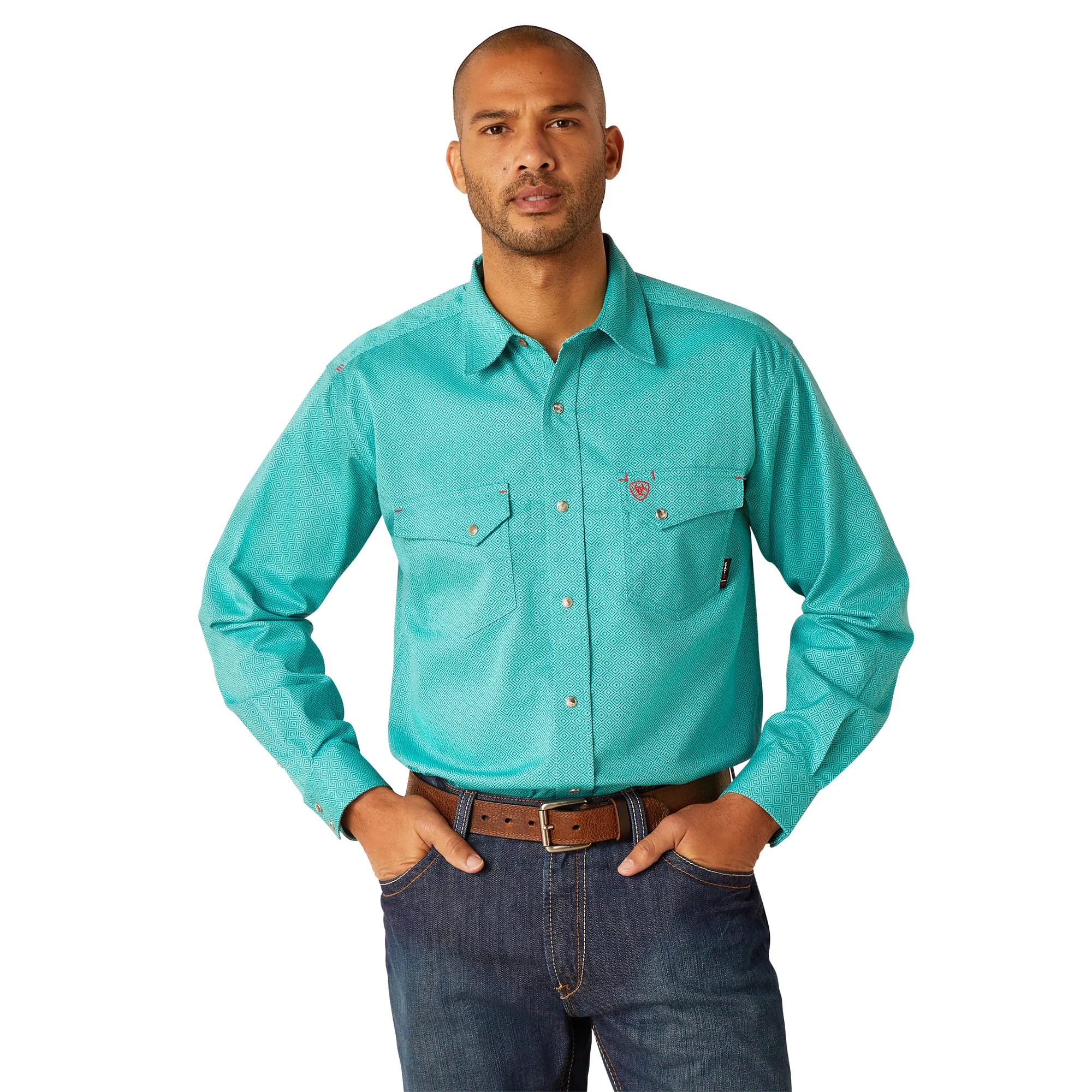 Ariat Mens Havoc Pool Blue Long Sleeve Work Shirt