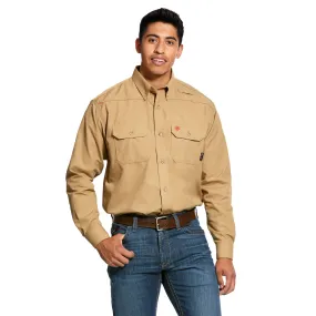 Ariat Mens Khaki FR Featherlight Work Shirt Long Sleeve