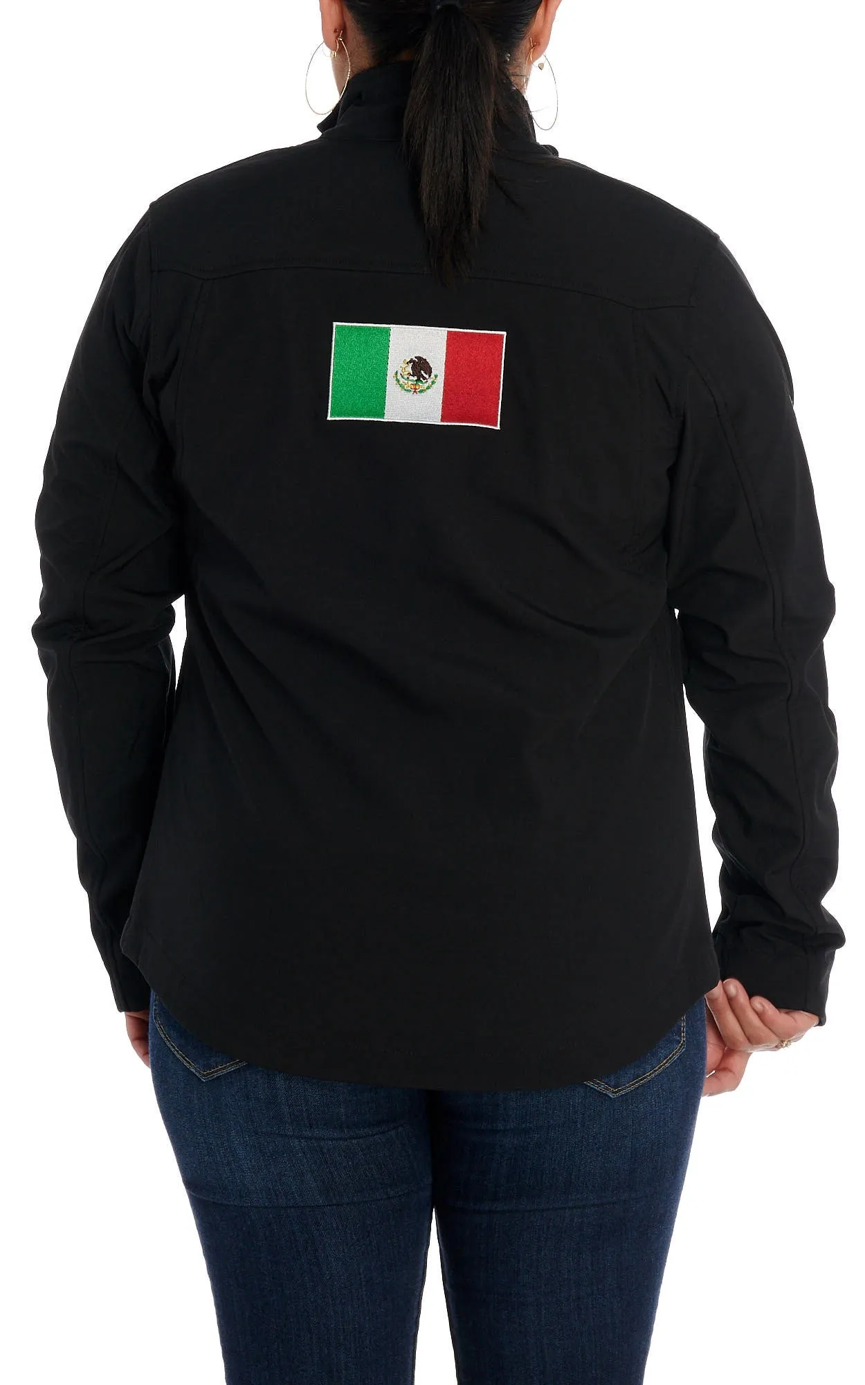 Ariat Women's Black with Mexico Flag Logo Team Softshell