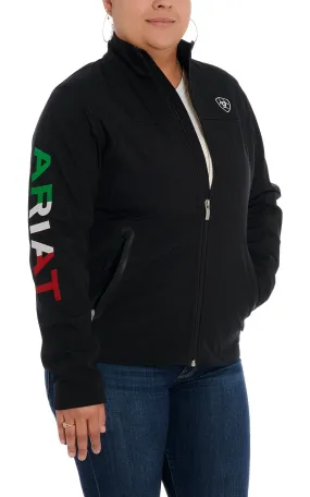 Ariat Women's Black with Mexico Flag Logo Team Softshell