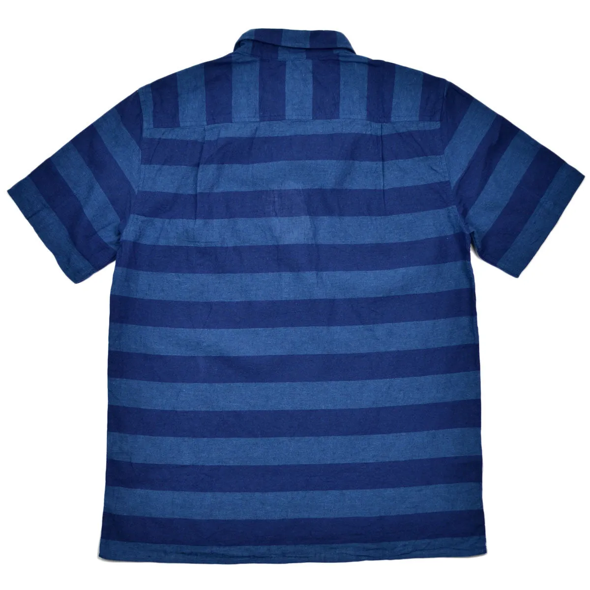 Arpenteur - Eté Short-Sleeve Popover Shirt - Indigo Stripes