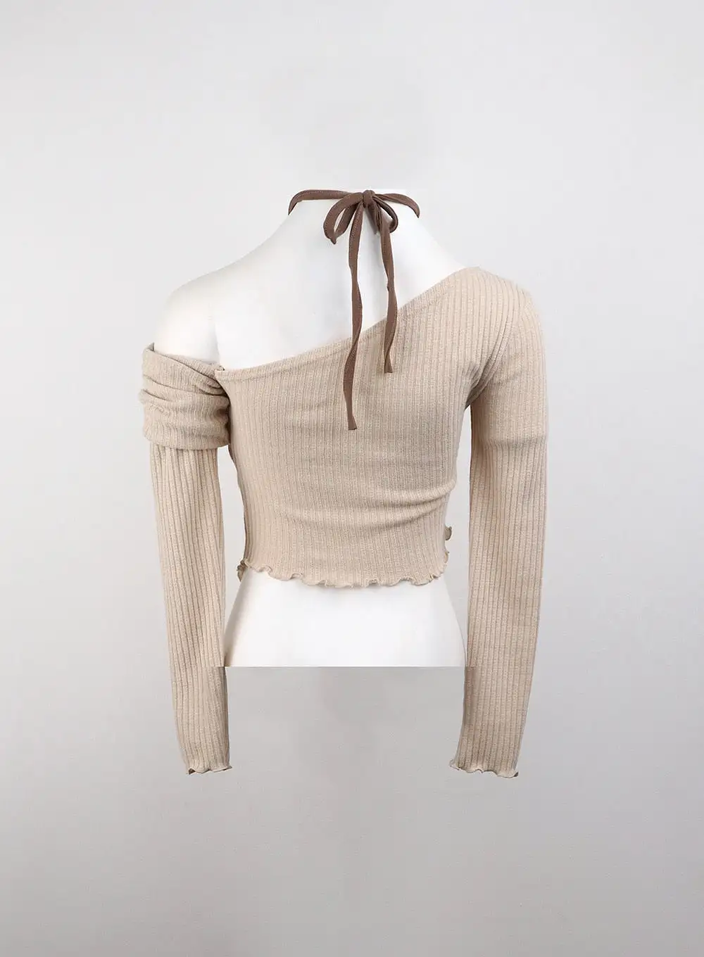 Asymmetrical One-Shoulder Solid Button Knitted Top CJ409