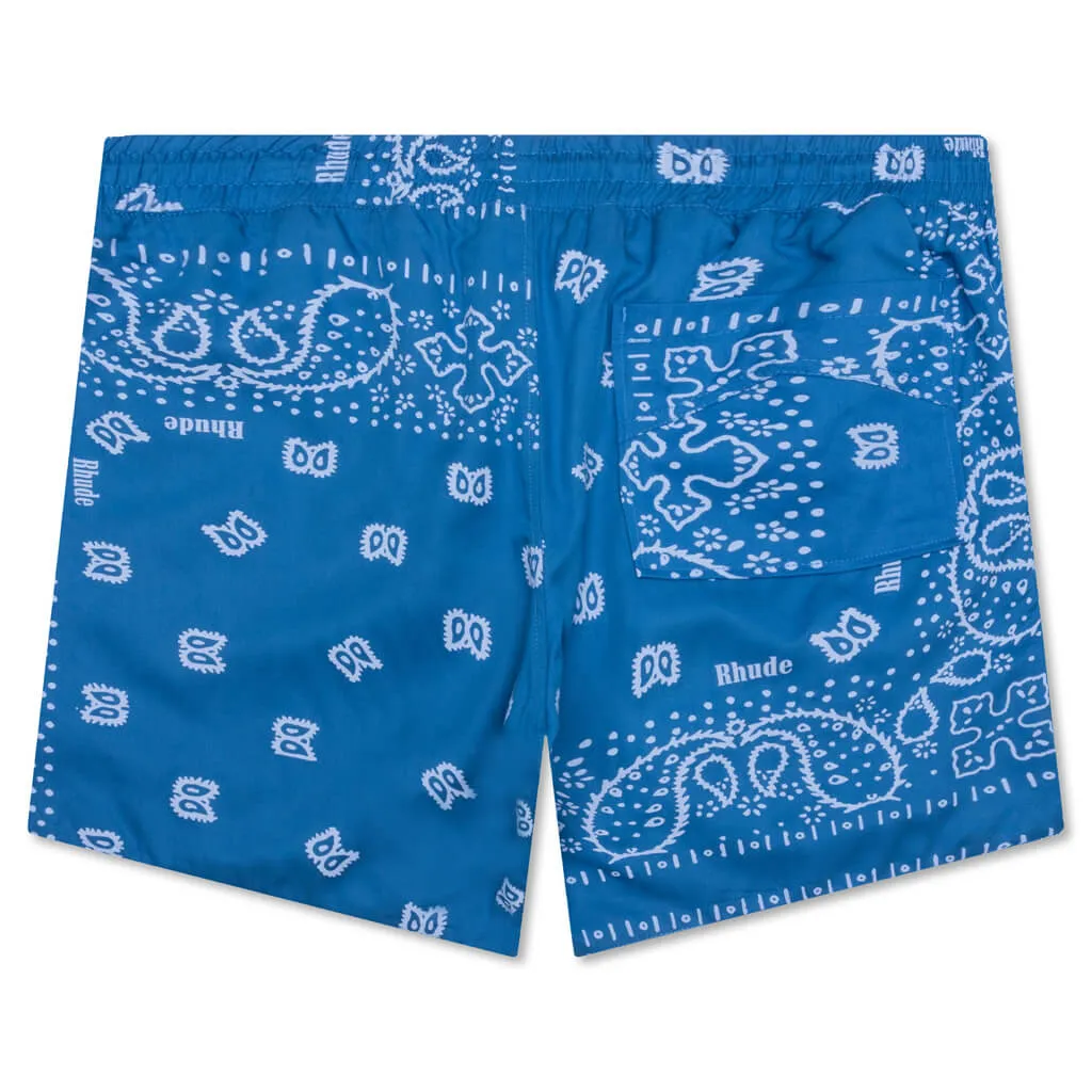 Bandana Track Short - Blue/Creme