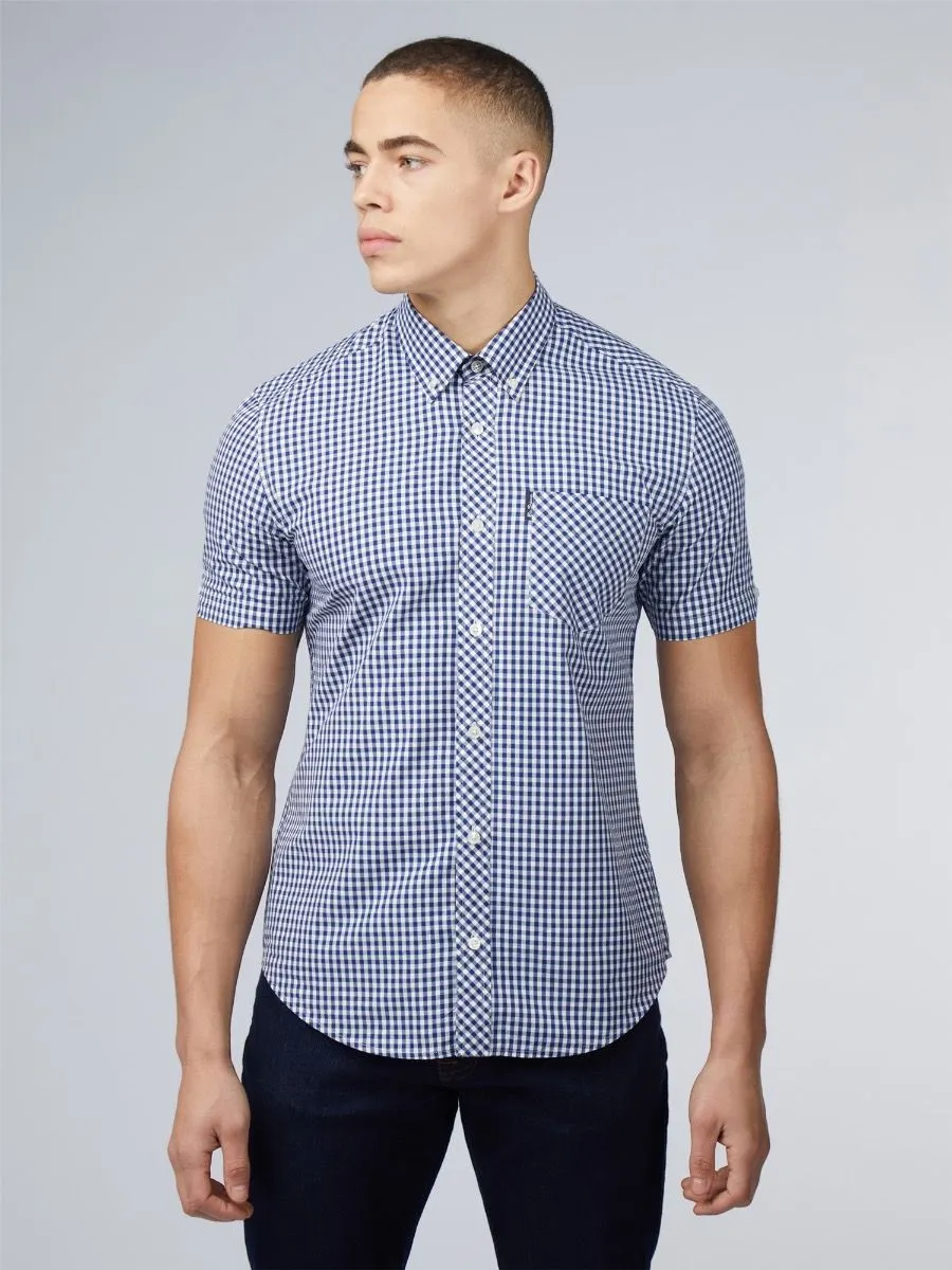 Ben Sherman Short Sleeve Core Gingham Shirt Dark Blue