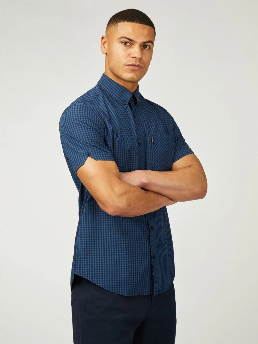 Ben Sherman Signature Short Sleeve Gingham Check Shirt Royal Blue