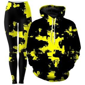 Black and Yellow Abstract Hoodie and Leggings Combo