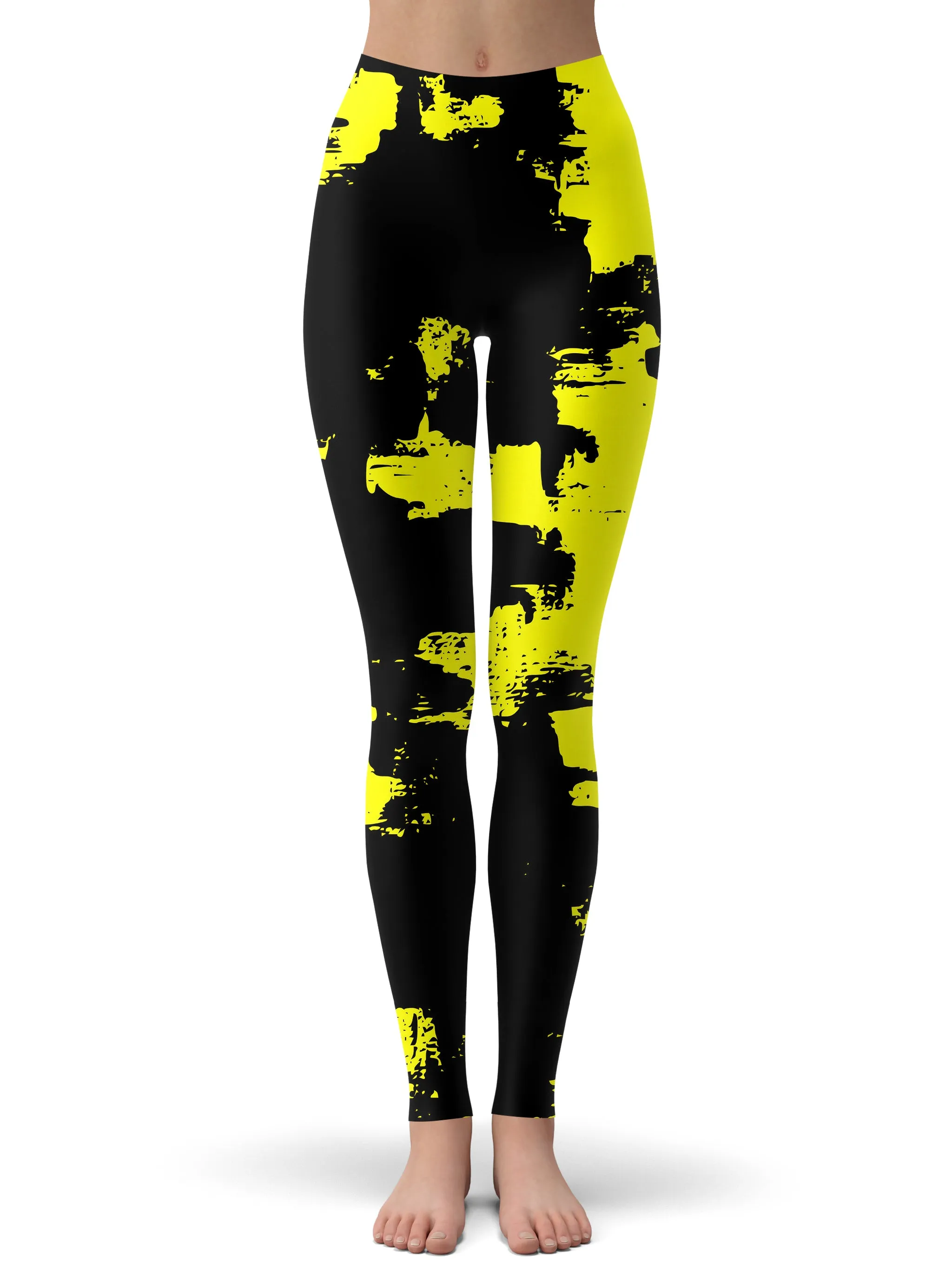 Black and Yellow Abstract Hoodie and Leggings Combo