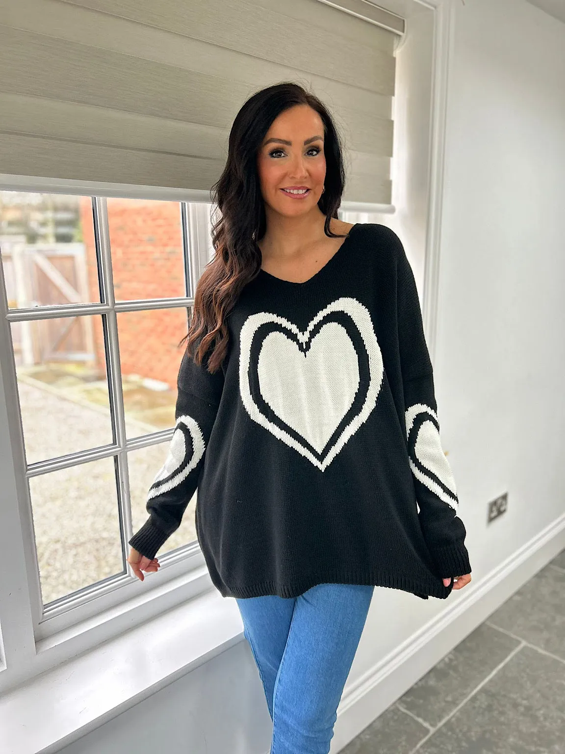 Black Multi Heart Detail Jumper Tina