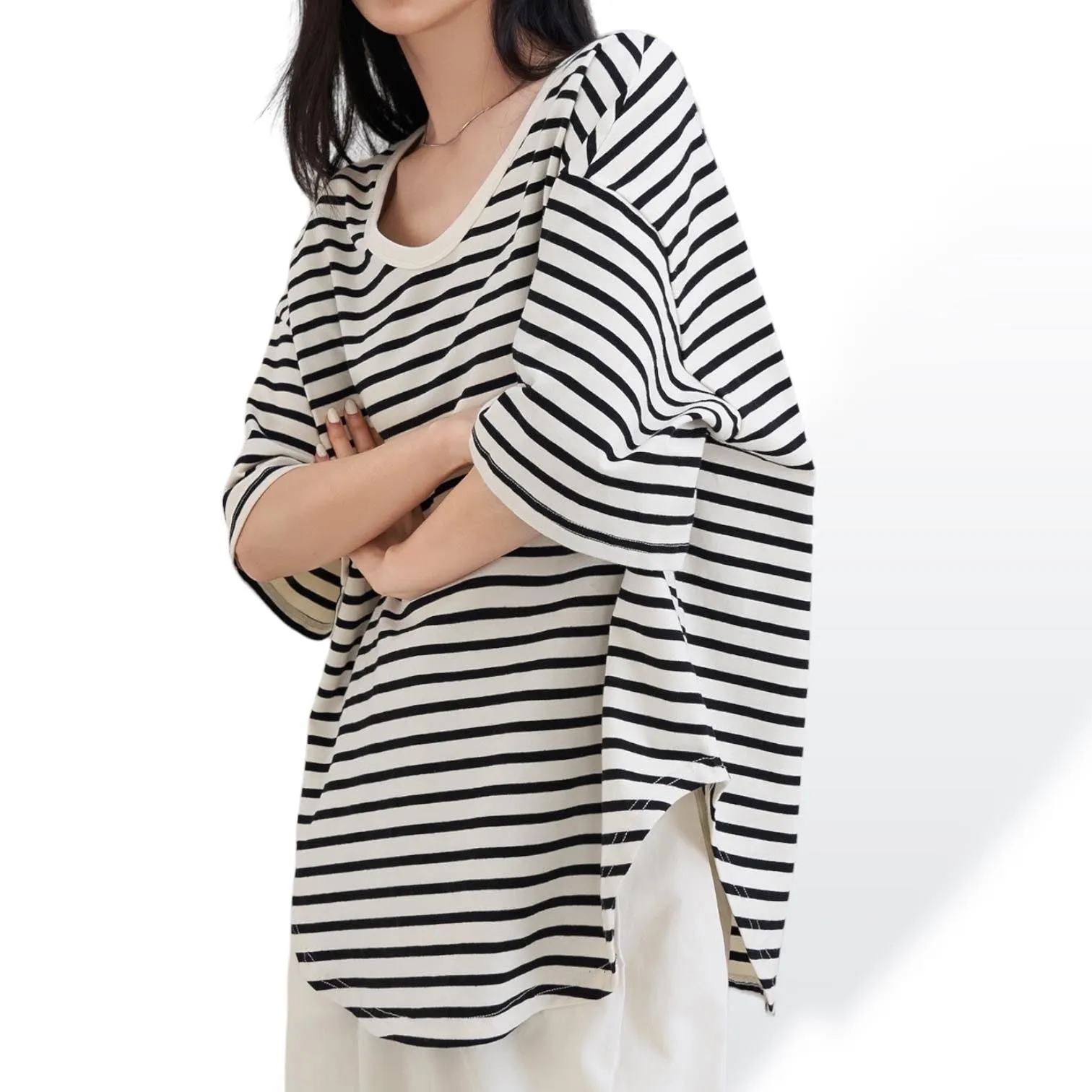 BLK Oversized Stripe Drop Shoulder Shirt