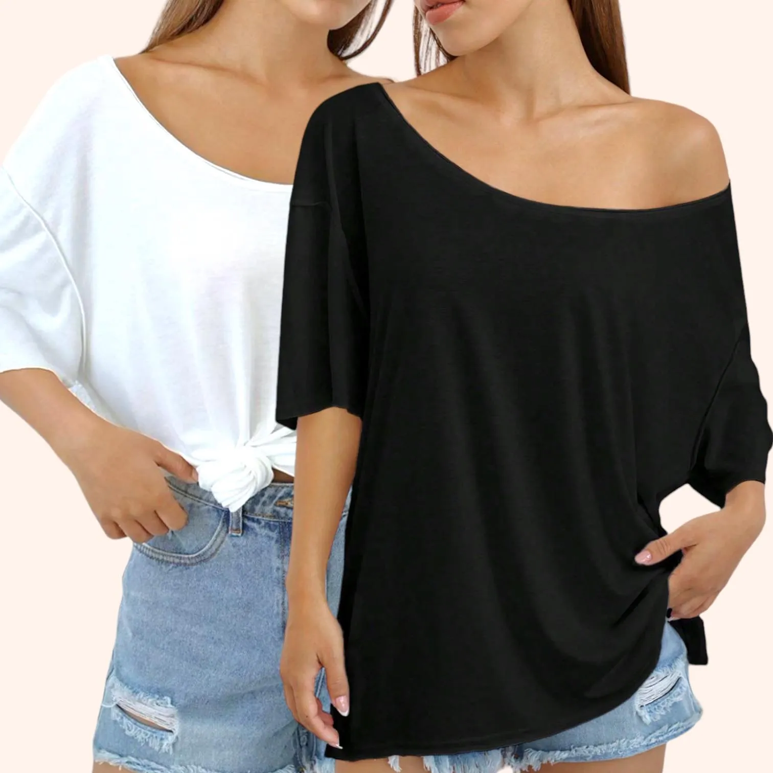 BLK Soft Knit Scoop Neck Drop Shoulder Tee