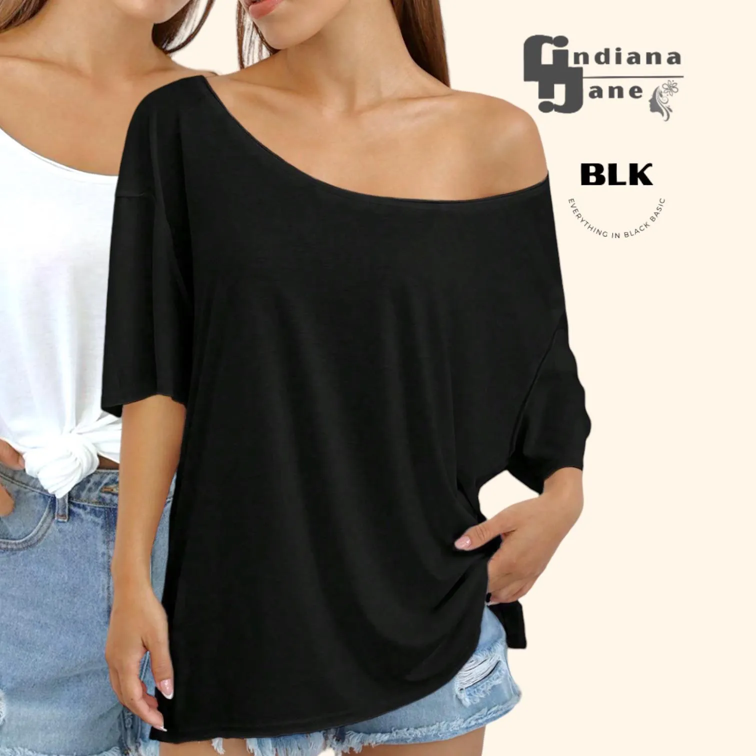 BLK Soft Knit Scoop Neck Drop Shoulder Tee