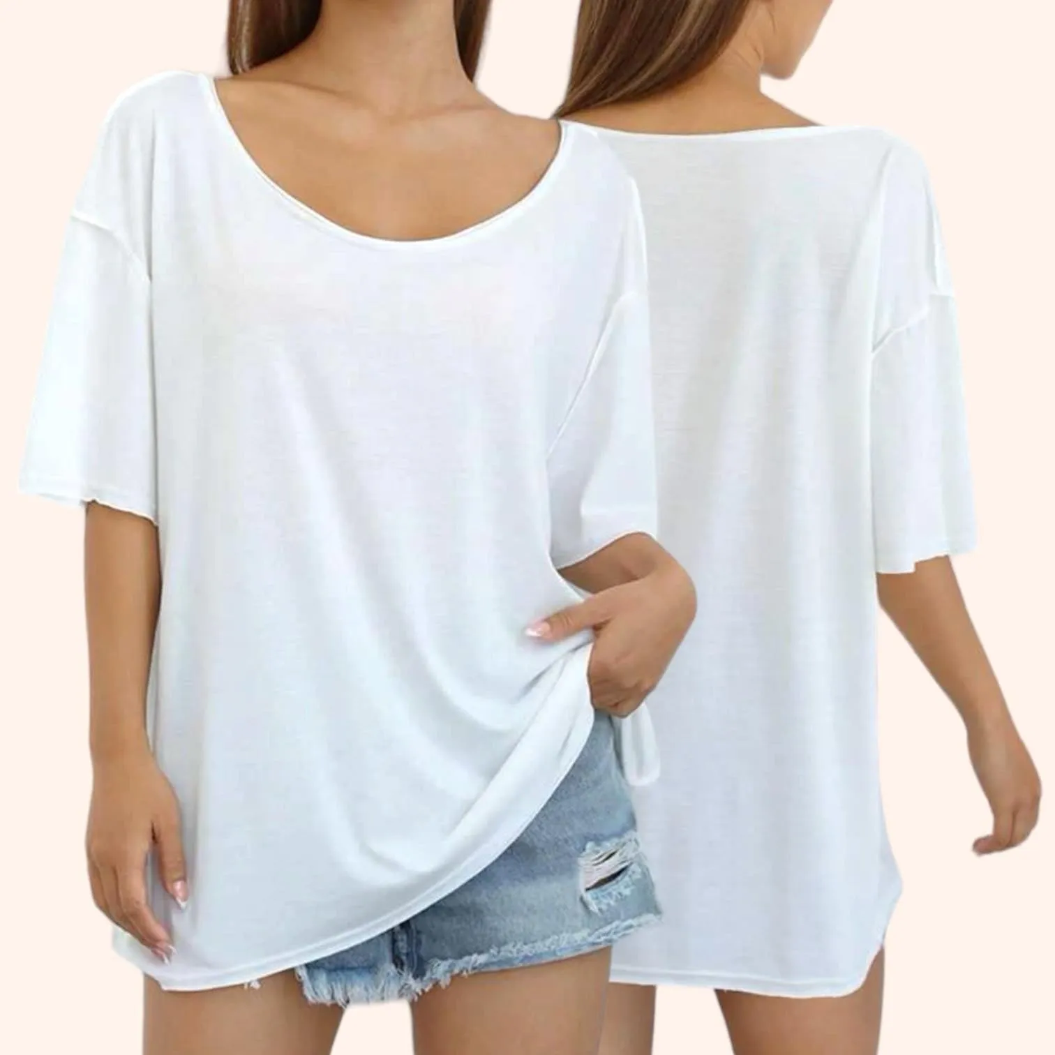 BLK Soft Knit Scoop Neck Drop Shoulder Tee