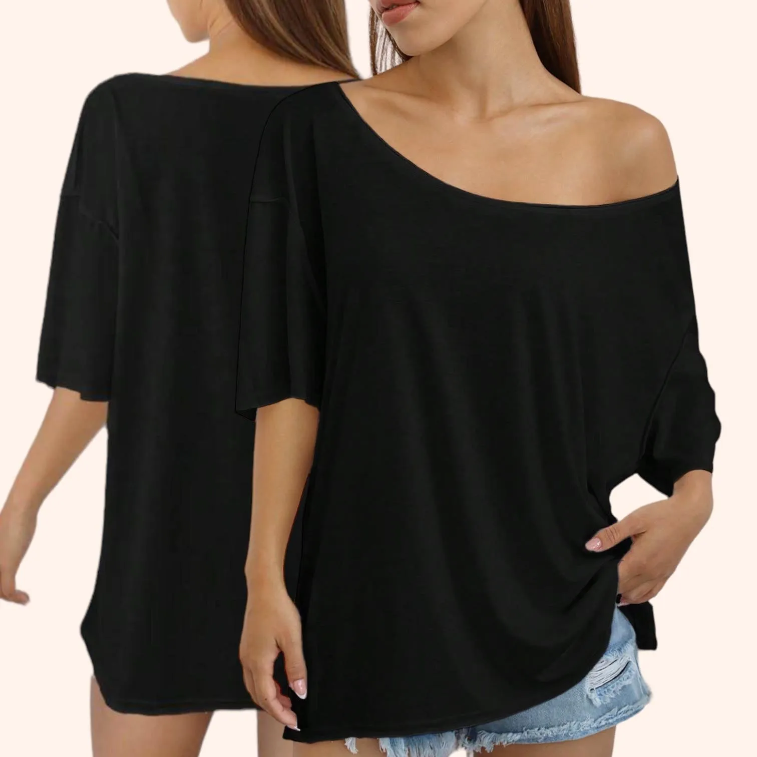 BLK Soft Knit Scoop Neck Drop Shoulder Tee