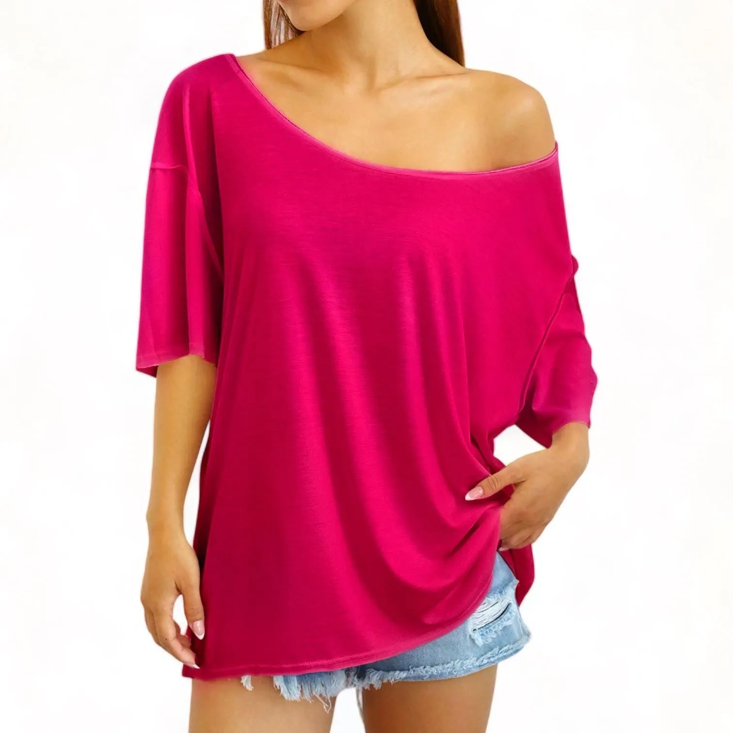 BLK Soft Knit Scoop Neck Drop Shoulder Tee