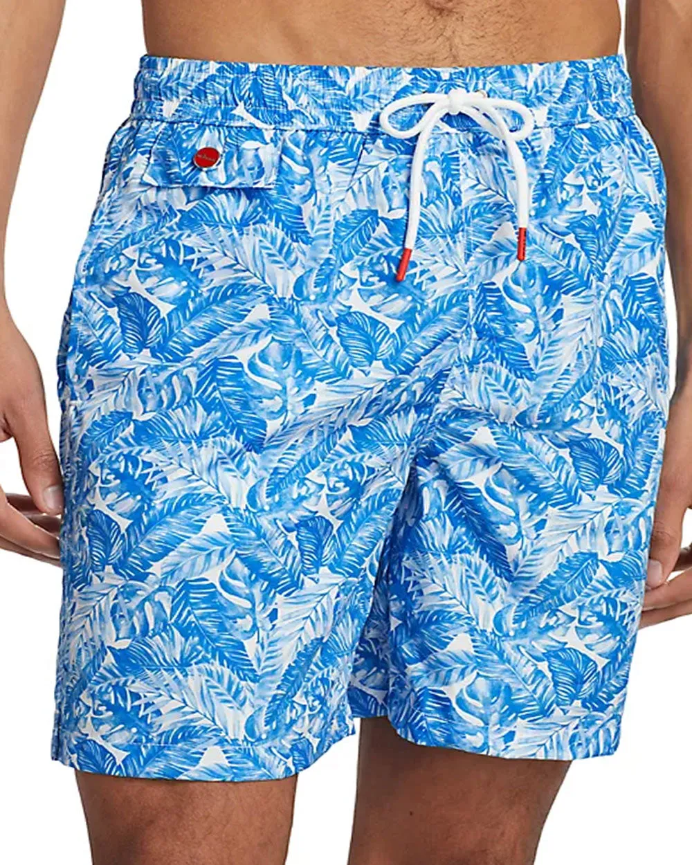 Blue Palm Print Swim Short