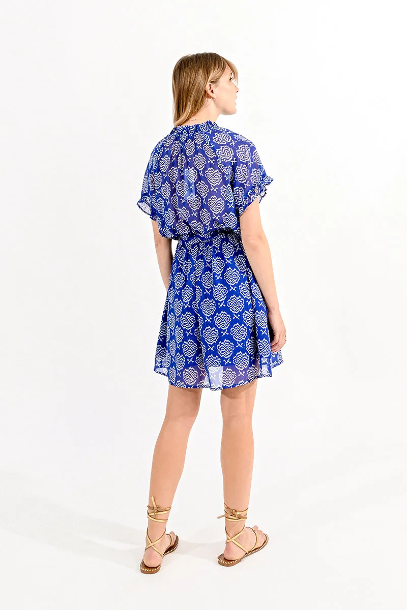 Blue Short Print Dress