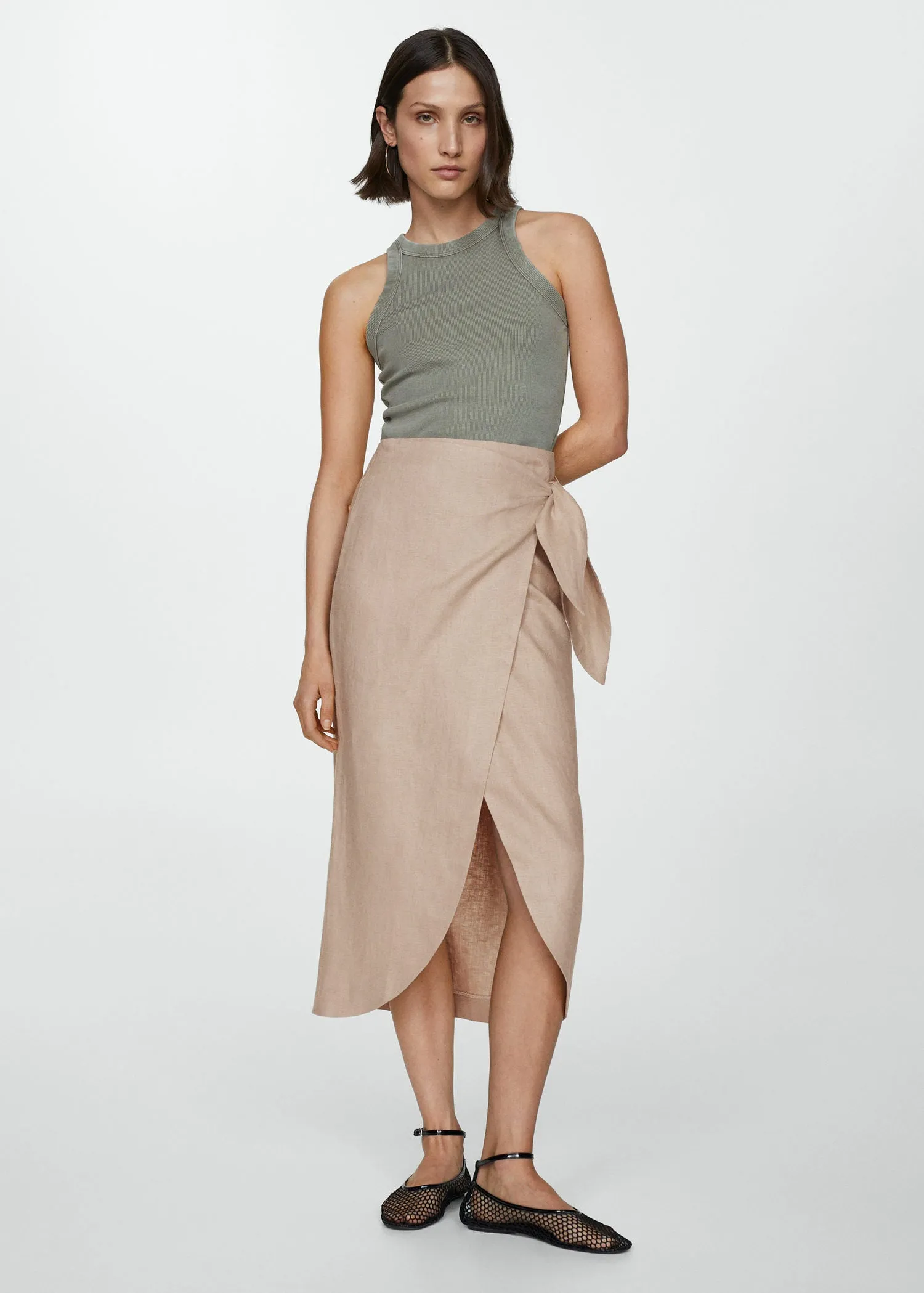 Bow linen skirt