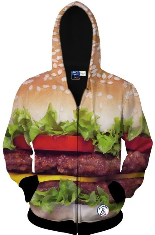 Brown Burger Patty Juicy Long Sleeves Mens Jacket Winter Hooded Hoodies