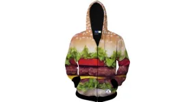 Brown Burger Patty Juicy Long Sleeves Mens Jacket Winter Hooded Hoodies