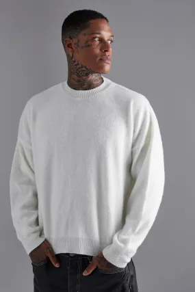 Brushed Drop Shoulder Boxy Knitted Jumper | boohooMAN UK