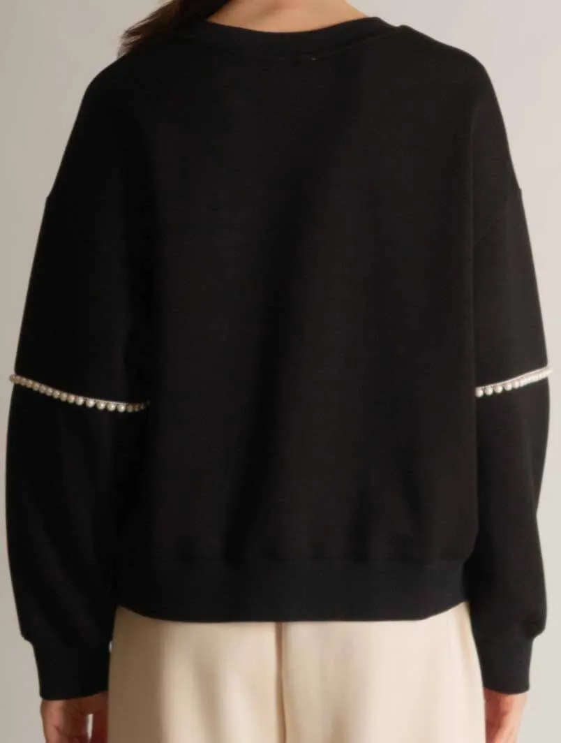 Butter Modal Pearl Trim Drop Shoulder Sweatshirt