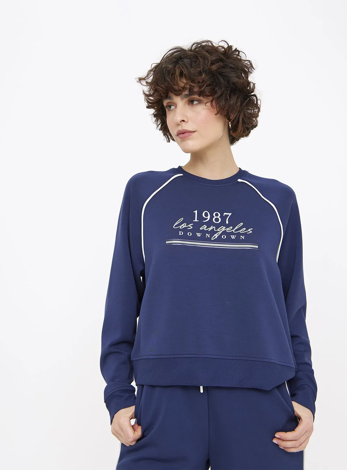 Buy Navy 1987 Downtown LA Graphic Sweatshirt M | Hoodies and sweatshirts | Tu