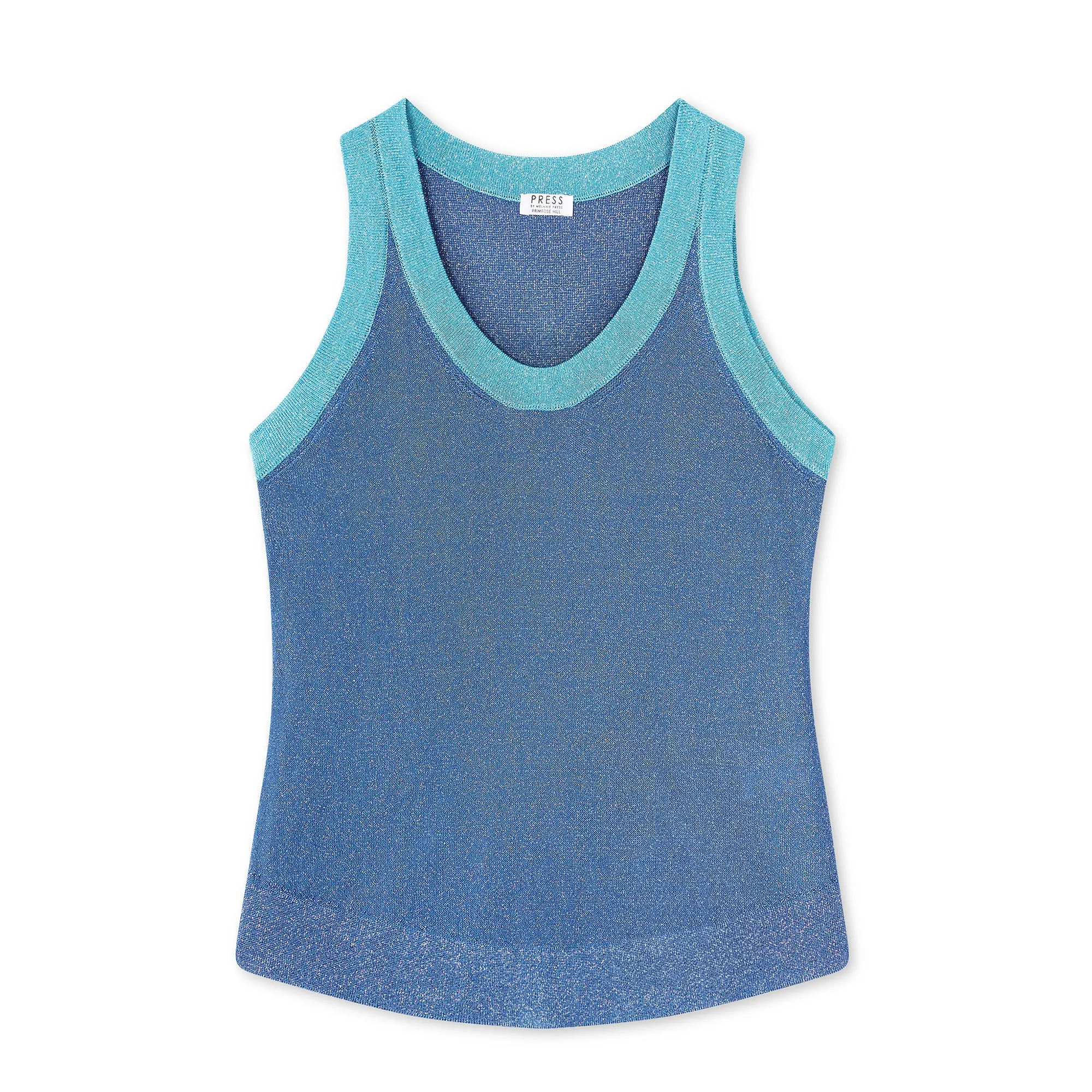 Carpi blue with aqua trim lurex tank