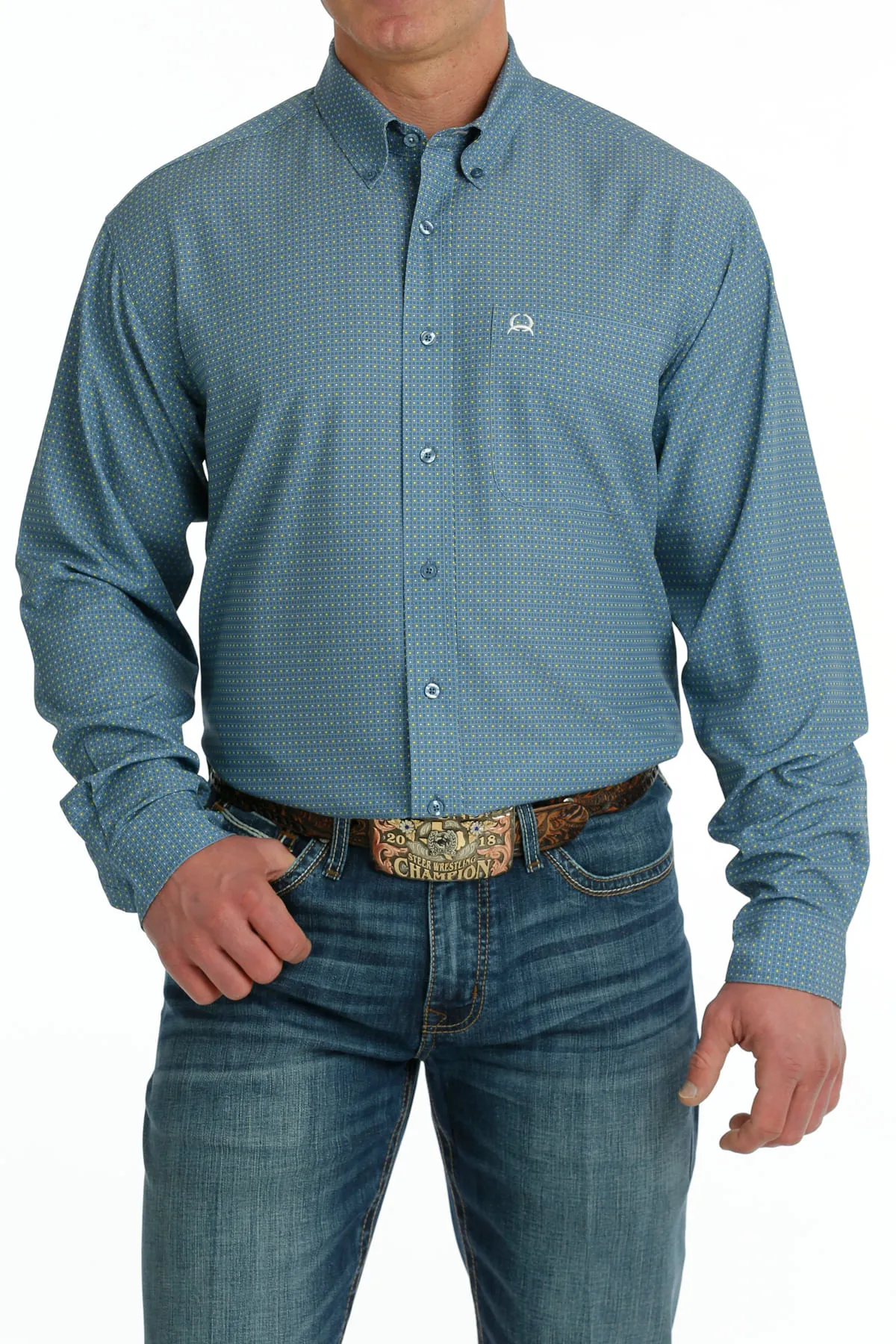 Cinch Men Geometric Print Long Sleeve Shirt