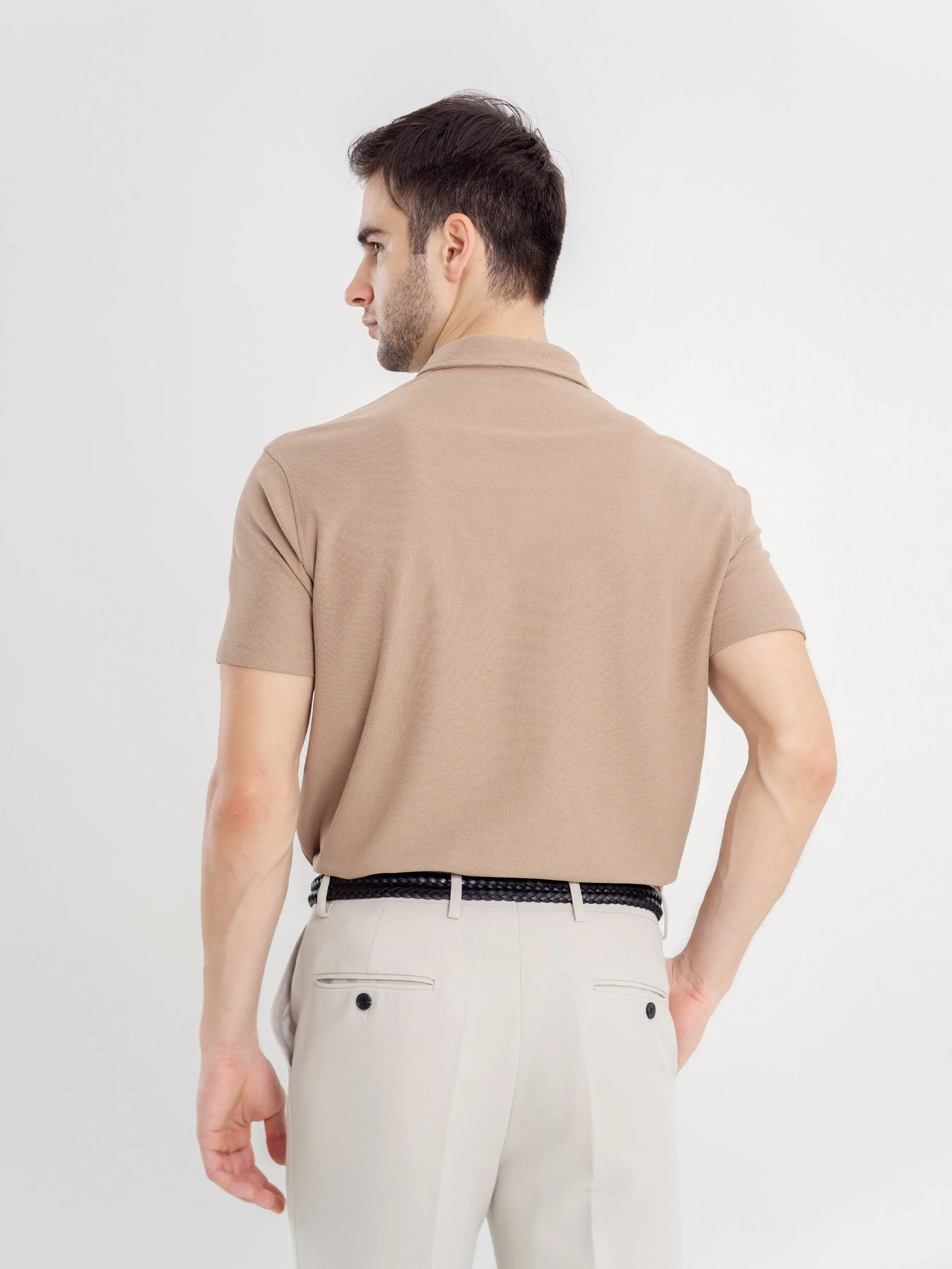 Dante Polo Button Down Short Sleeve - Beige