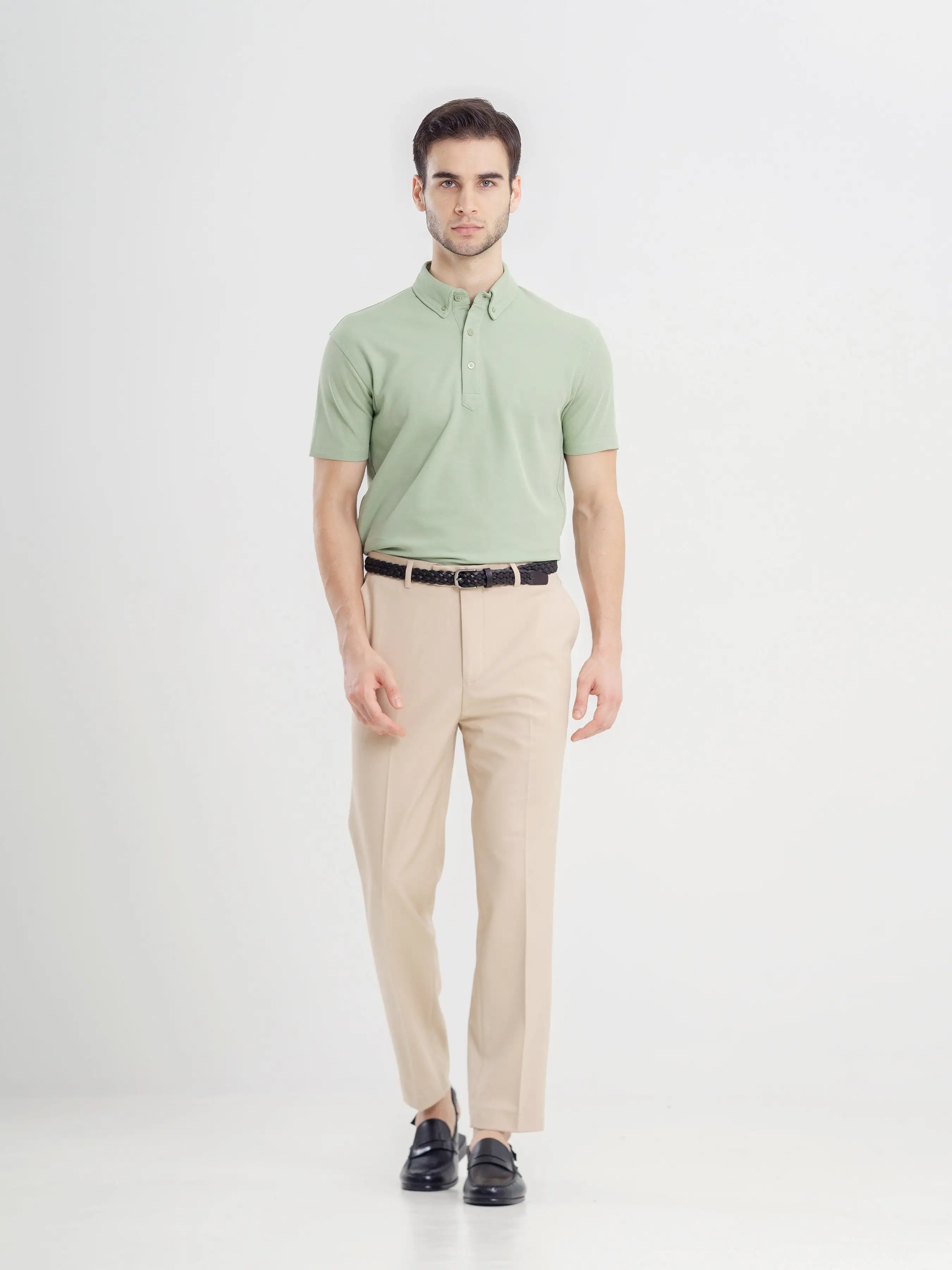 Dante Polo Button Down Short Sleeve - Moss Green