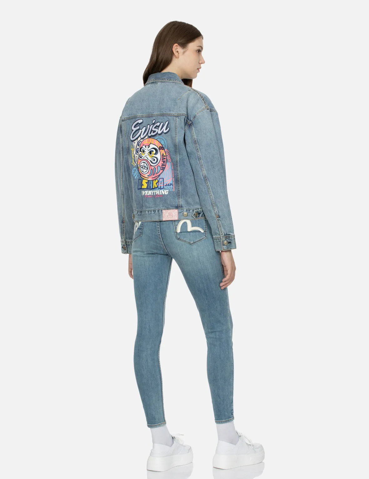 Daruma Appliqué Loose Fit Denim Jacket