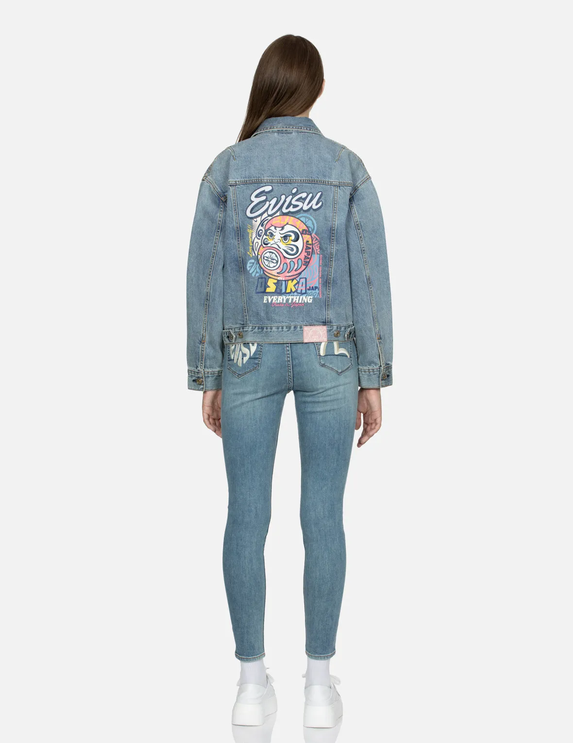 Daruma Appliqué Loose Fit Denim Jacket