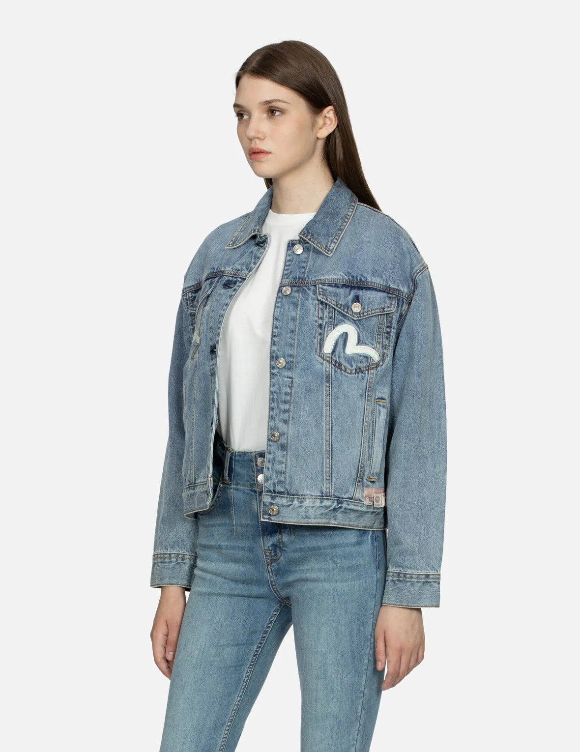 Daruma Appliqué Loose Fit Denim Jacket