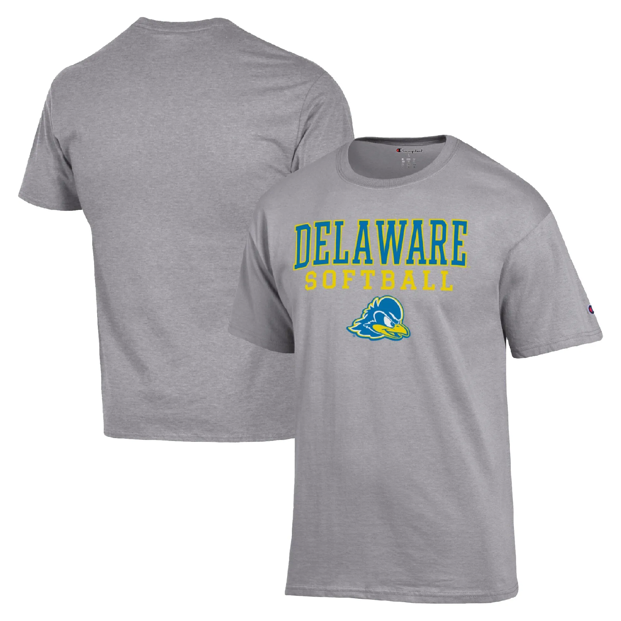 Delaware Fightin' Blue Hens  Champion Gray Mens Chp Stack Softball Ss Tee