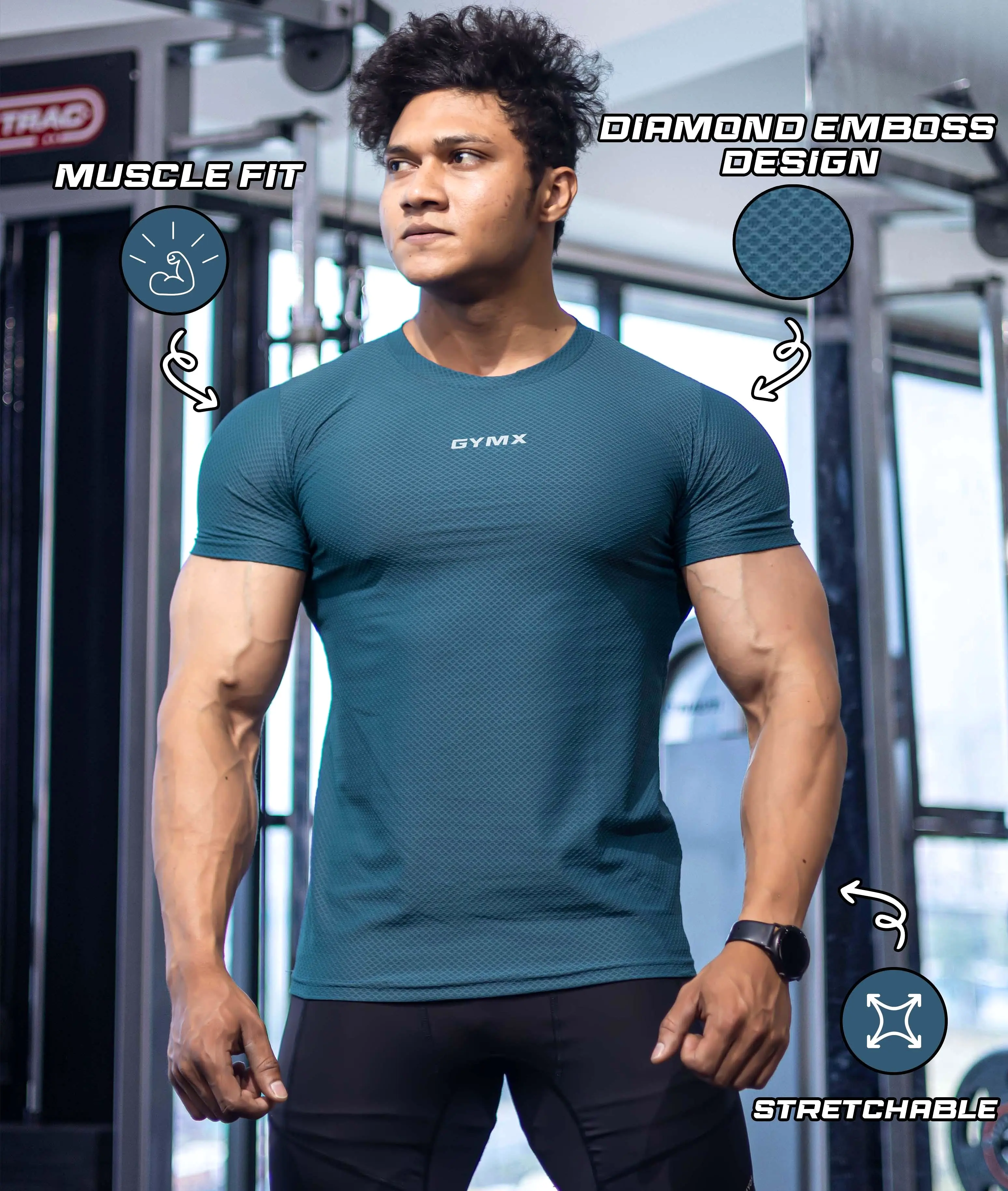 Diamond Cut GymX Tee: Aqua Blue