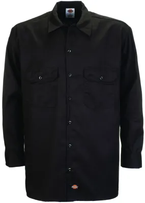 Dickies Men's Long Sleeve Work Shirt Black