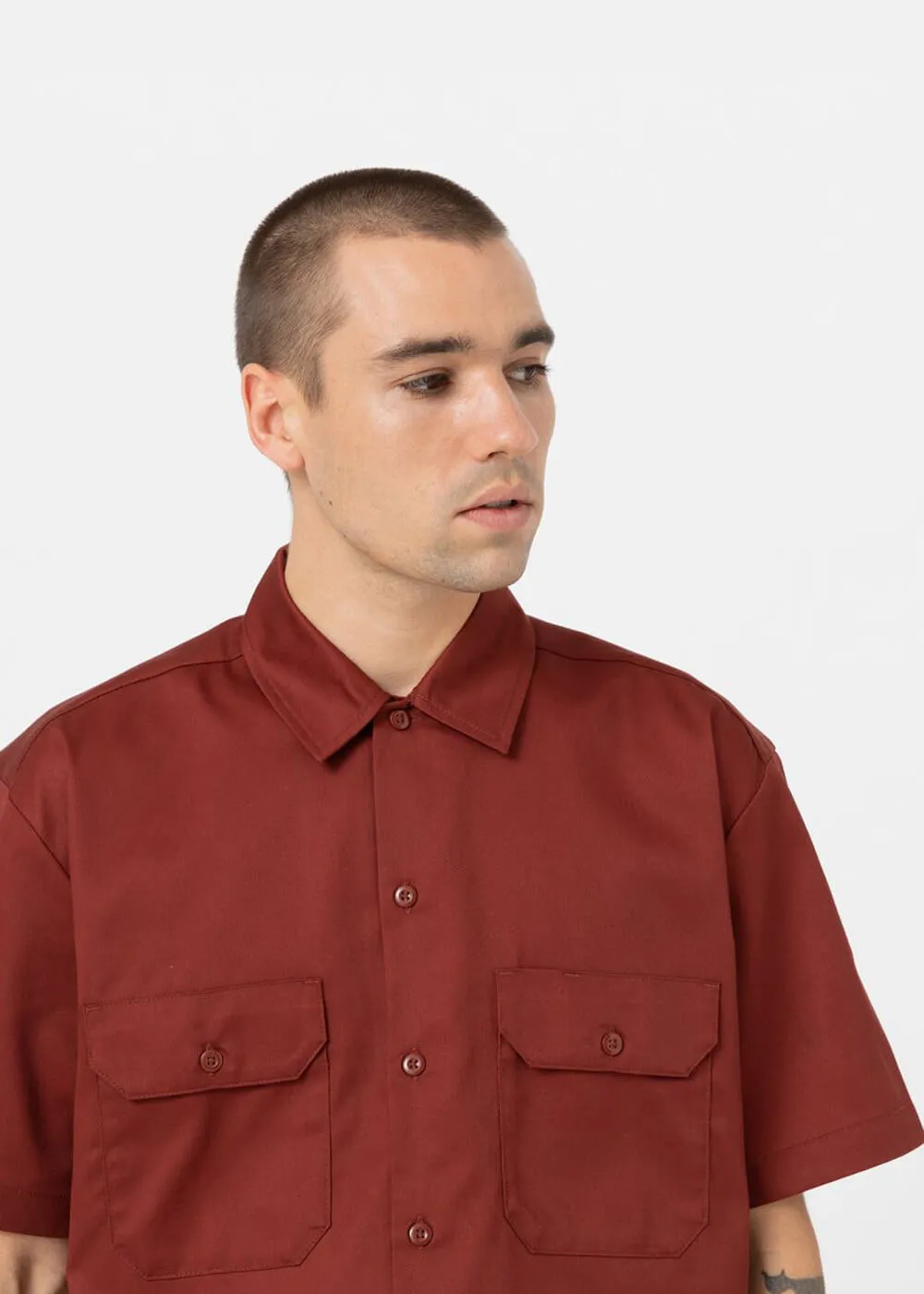 Dickies Men's Work Shirt Short Sleeve Flint Red