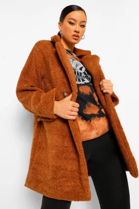 Double Breasted Teddy Faux Fur Coat