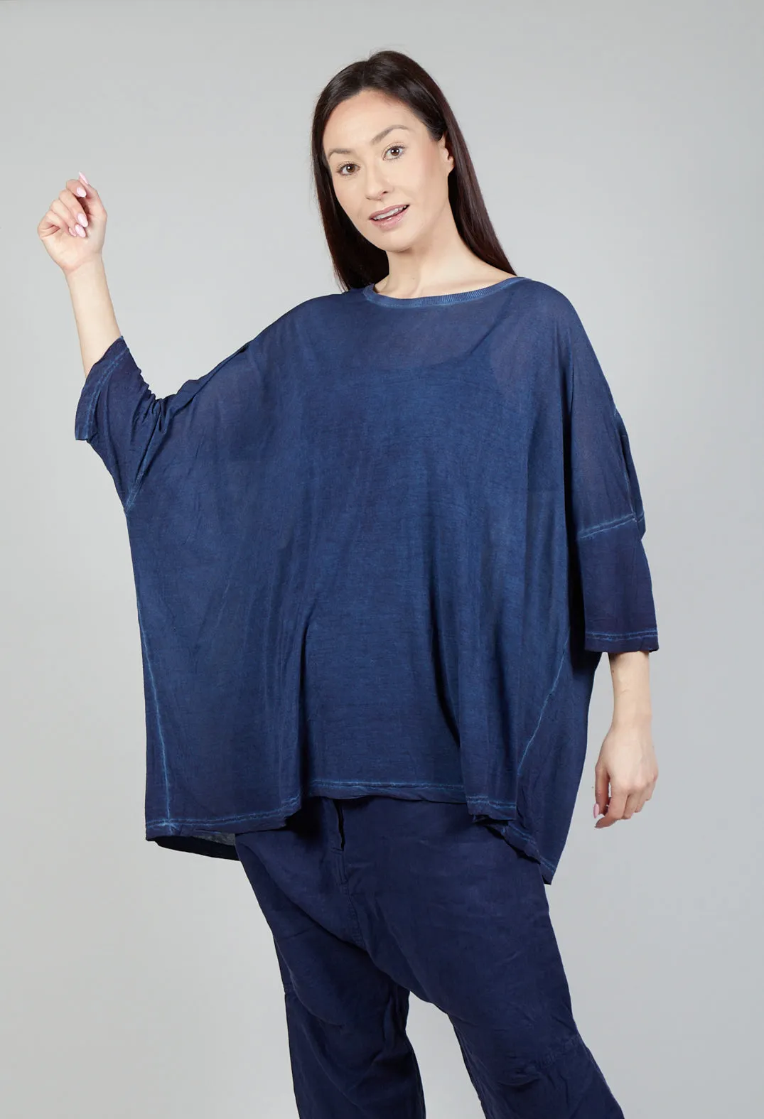 Drop-Shoulder Flow Blouse in Enzian Cloud