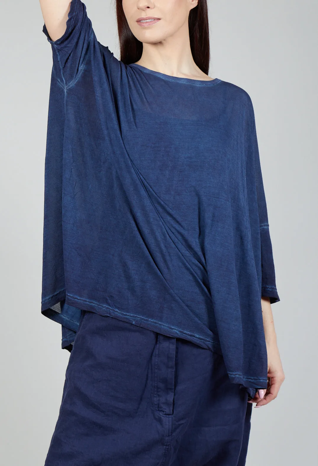 Drop-Shoulder Flow Blouse in Enzian Cloud