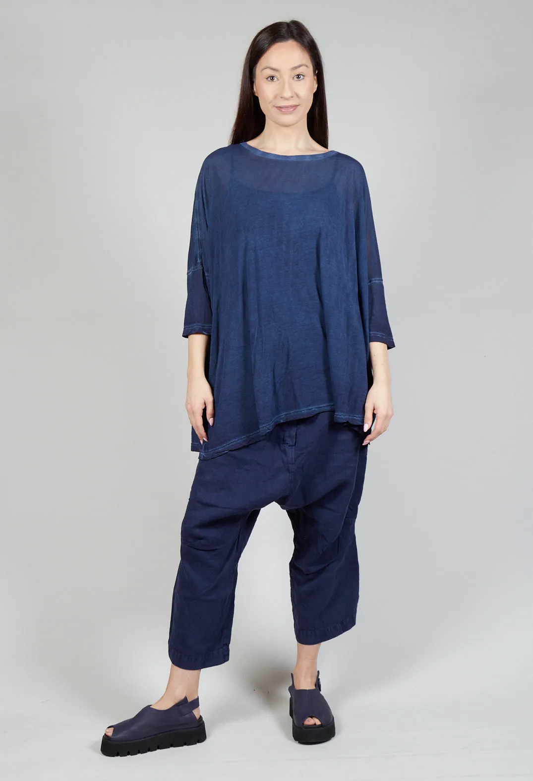 Drop-Shoulder Flow Blouse in Enzian Cloud